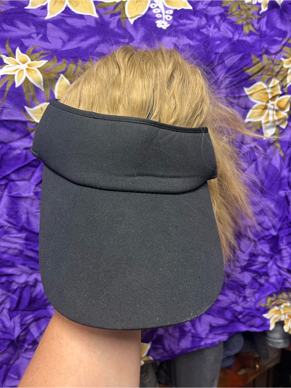 Black Women's Sun Visor with Hairpiece